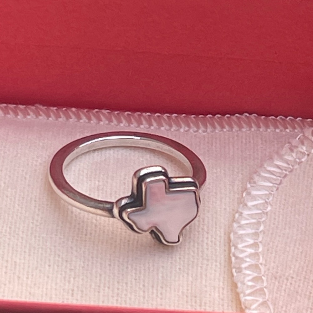 James Avery Silver Texas State gemstone Ring white doublet - Picture 2 of 9